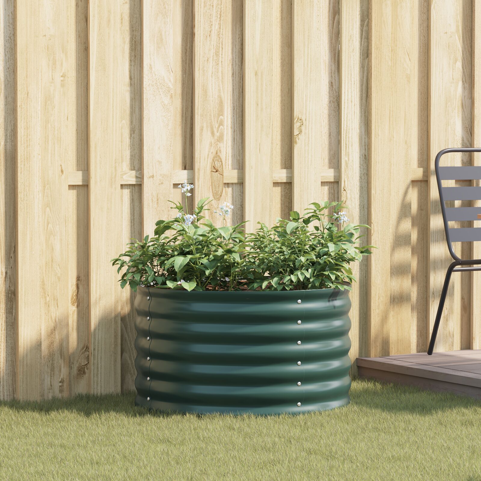 Tuin Verhoogde Bloembak Gegalvaniseerd Staal 80 x 80 x 44 cm Groen