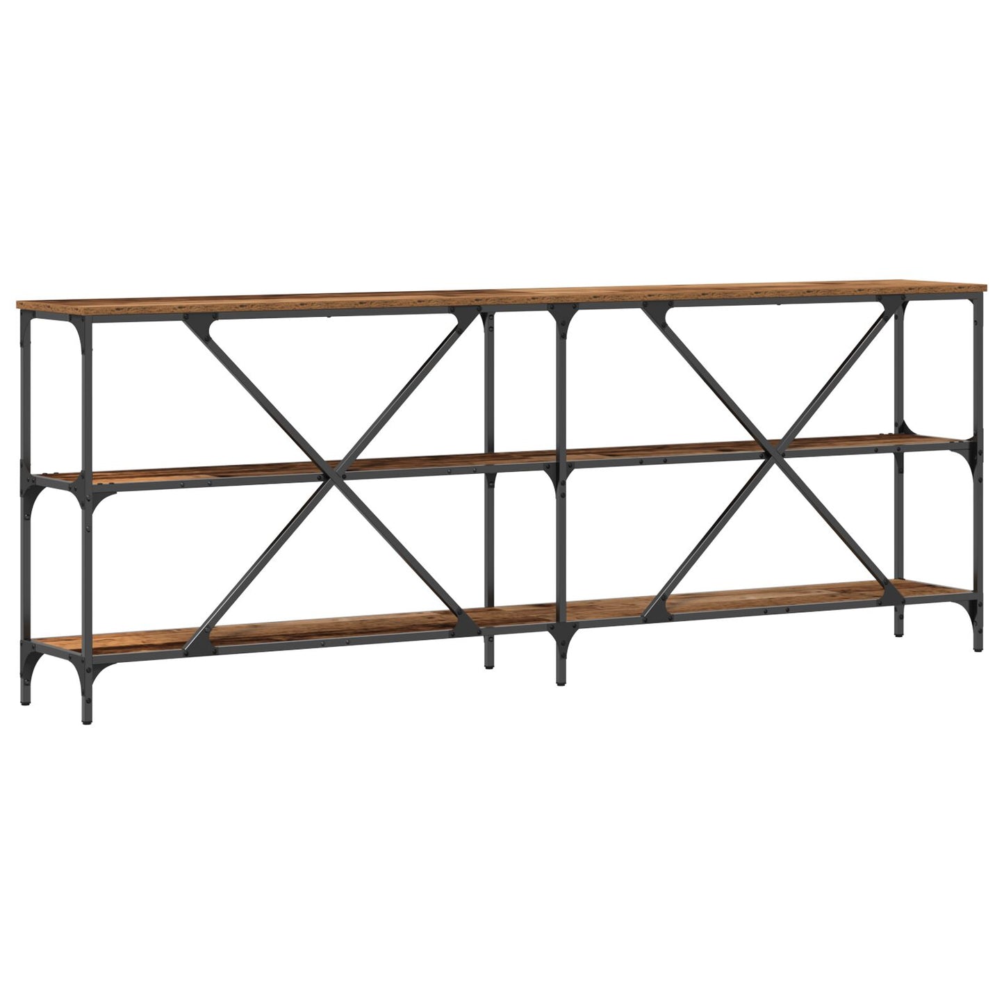 Console Tafel Oud Hout 200X30X75 Cm Engineered Hout En Staal