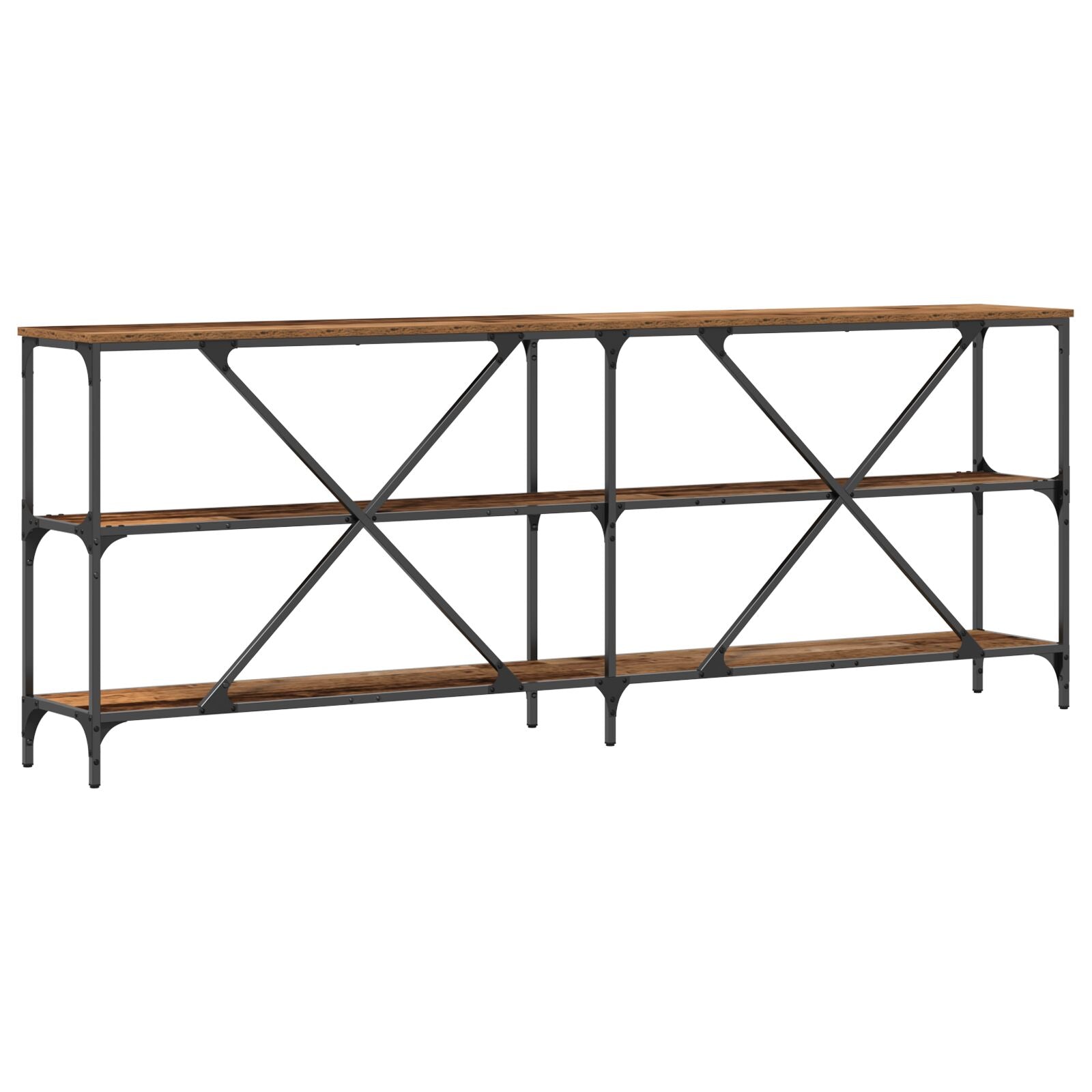 Console Tafel Oud Hout 200X30X75 Cm Engineered Hout En Staal