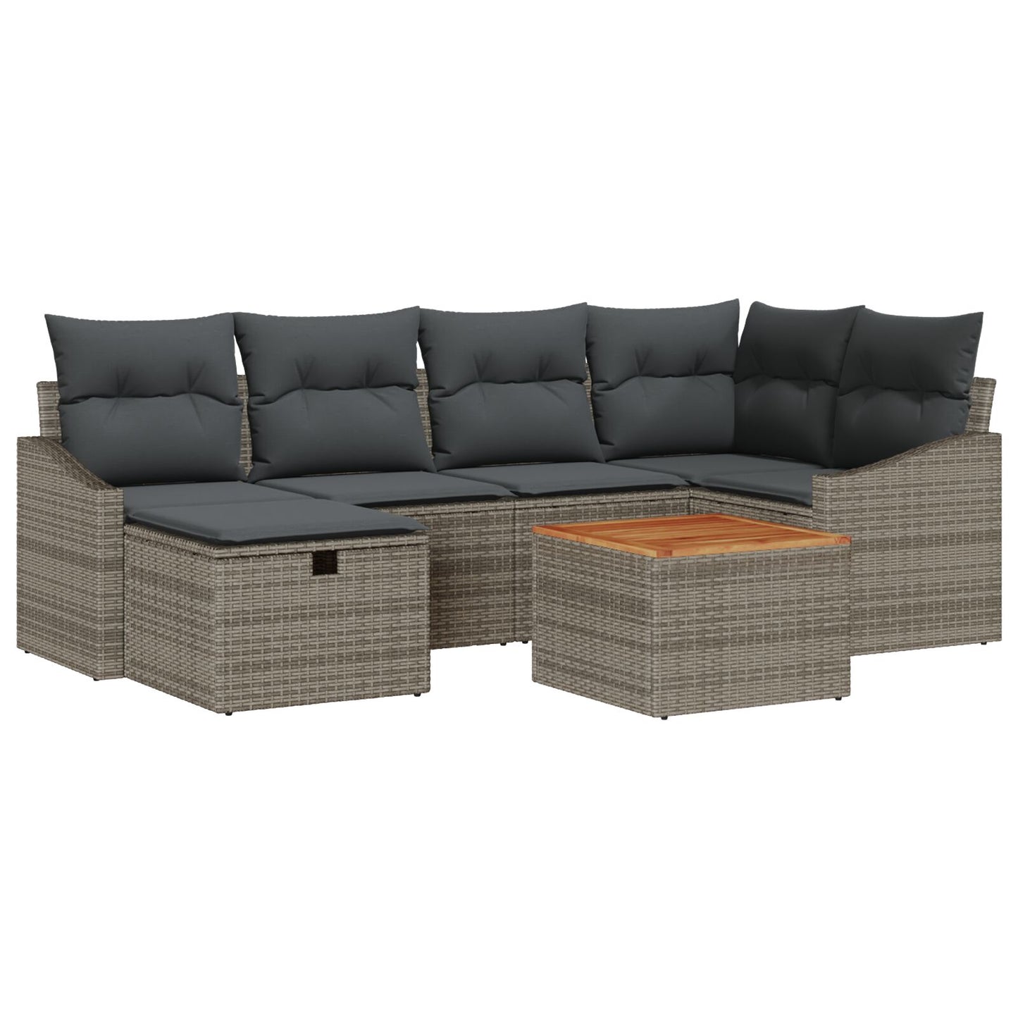7-Delige Tuinsofa Set Met Kussens Grijs Poly Rattan Wit