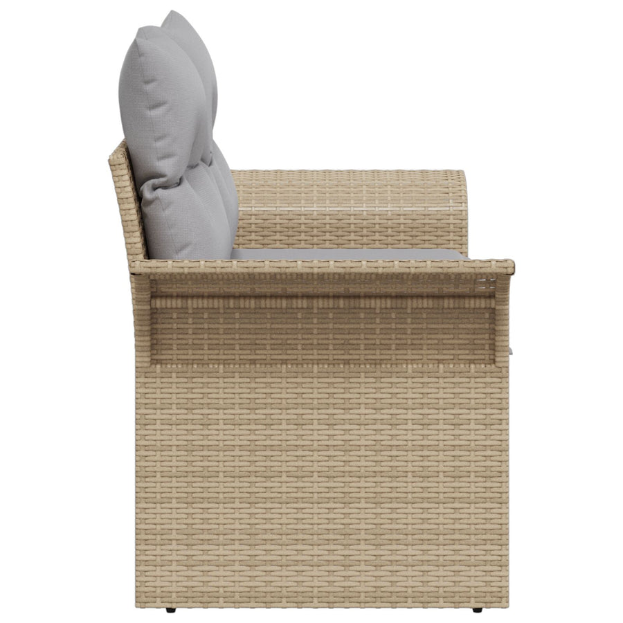 2-Zits Tuinsofa Met Kussens Poly Rattan Beige en grijs zonder opslag