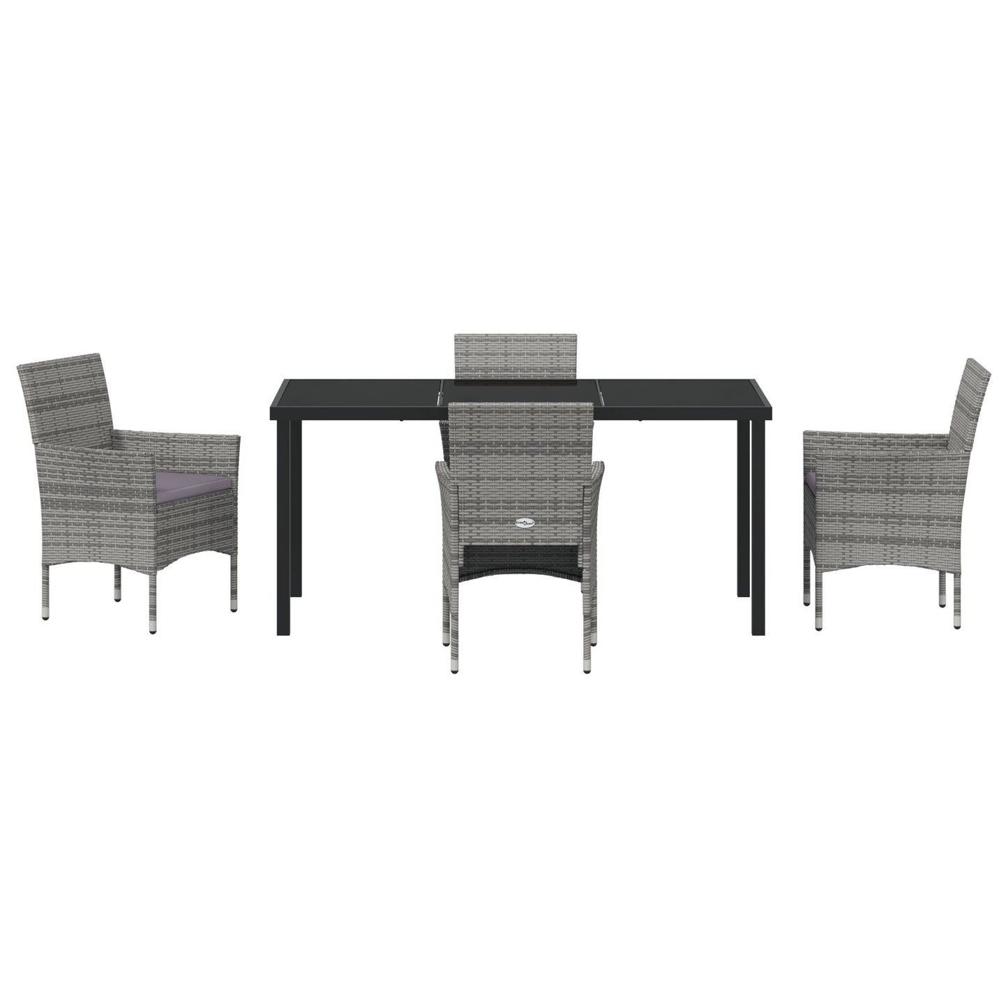 5 Delige Tuin Eetset Grijs Poly Rattan