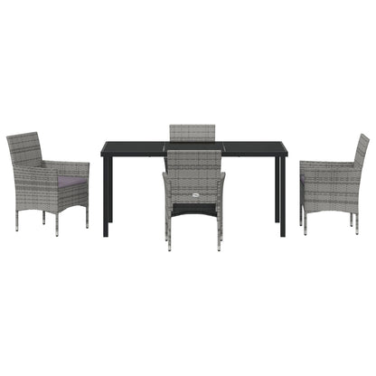 5 Delige Tuin Eetset Grijs Poly Rattan
