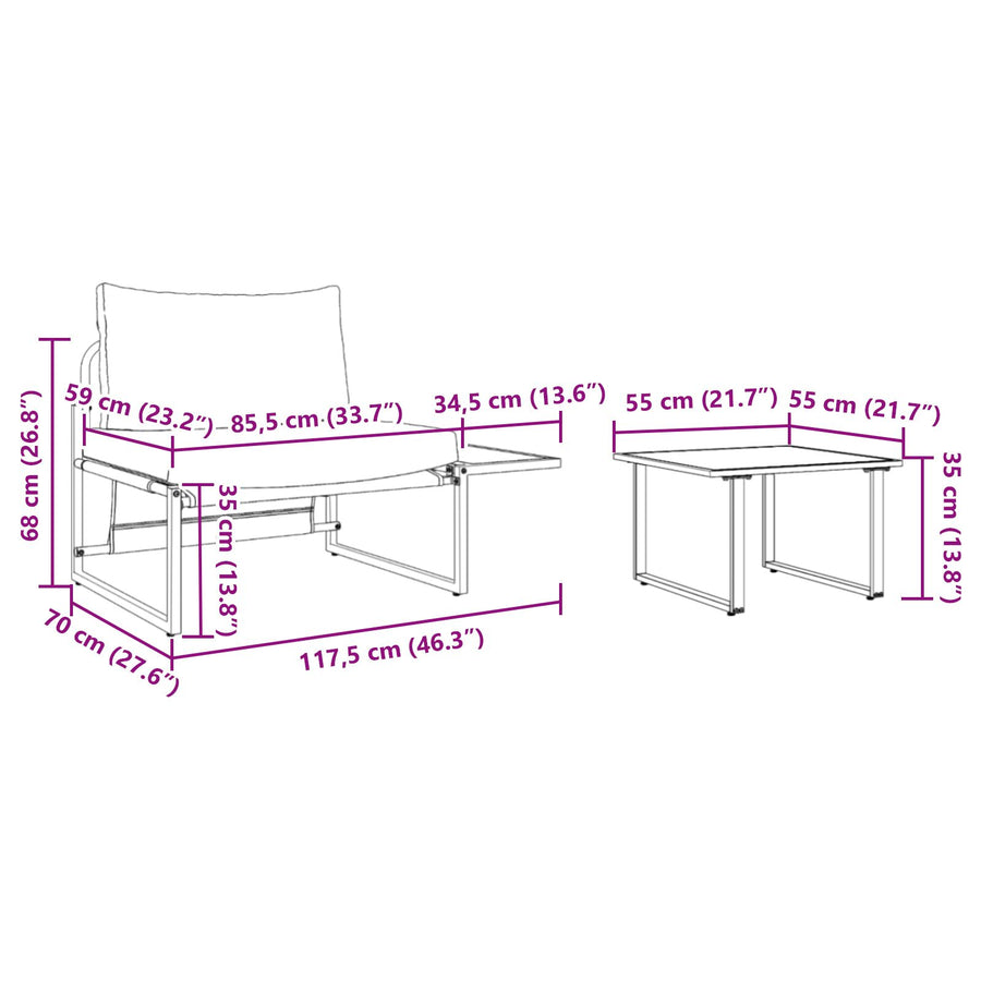 2-Delige Tuinsofa Set Met Enkel Zitter En Antraciet Kussens Anthraciet