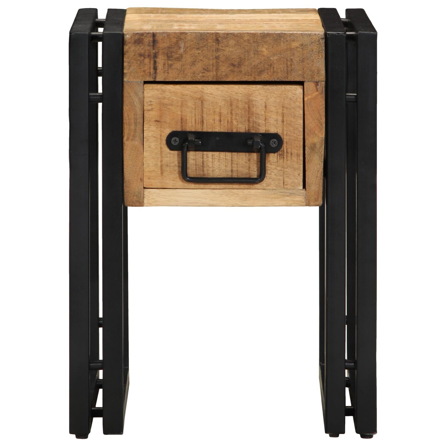 Bijzettafel Met Lade Zwart Massief Mangohout 30 x 30 x 40 cm Massief ruw mangohout
