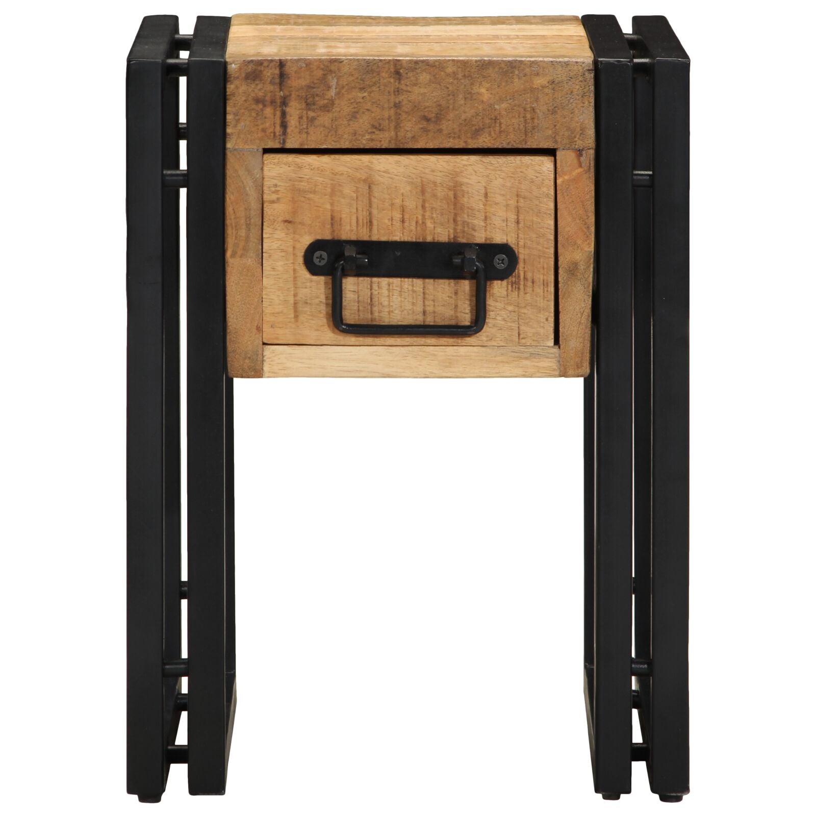 Bijzettafel Met Lade Zwart Massief Mangohout 30 x 30 x 40 cm Massief ruw mangohout