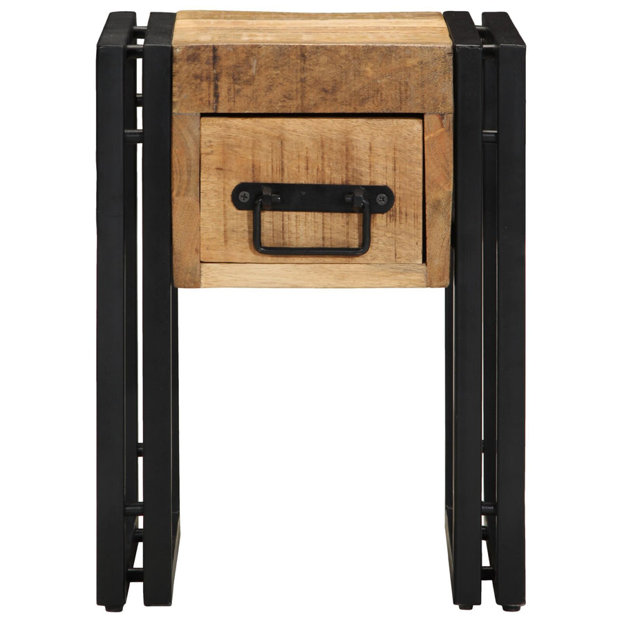 Bijzettafel Met Lade Zwart Massief Mangohout 30 x 30 x 40 cm Massief ruw mangohout