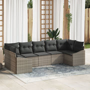 Loungeset poly rattan grijs 7-delig