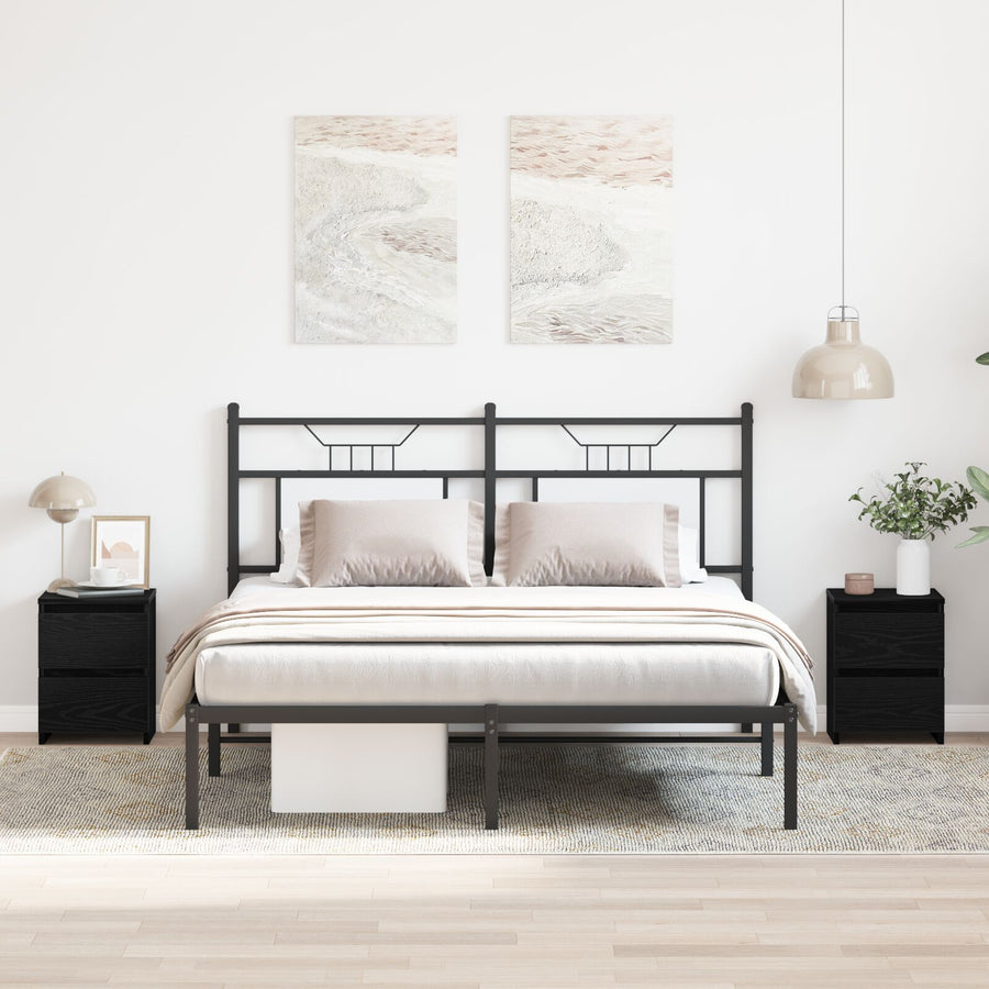 Nachtkastjes Met Lades 2 Stuks 30X30X40 Cm Zwart eiken