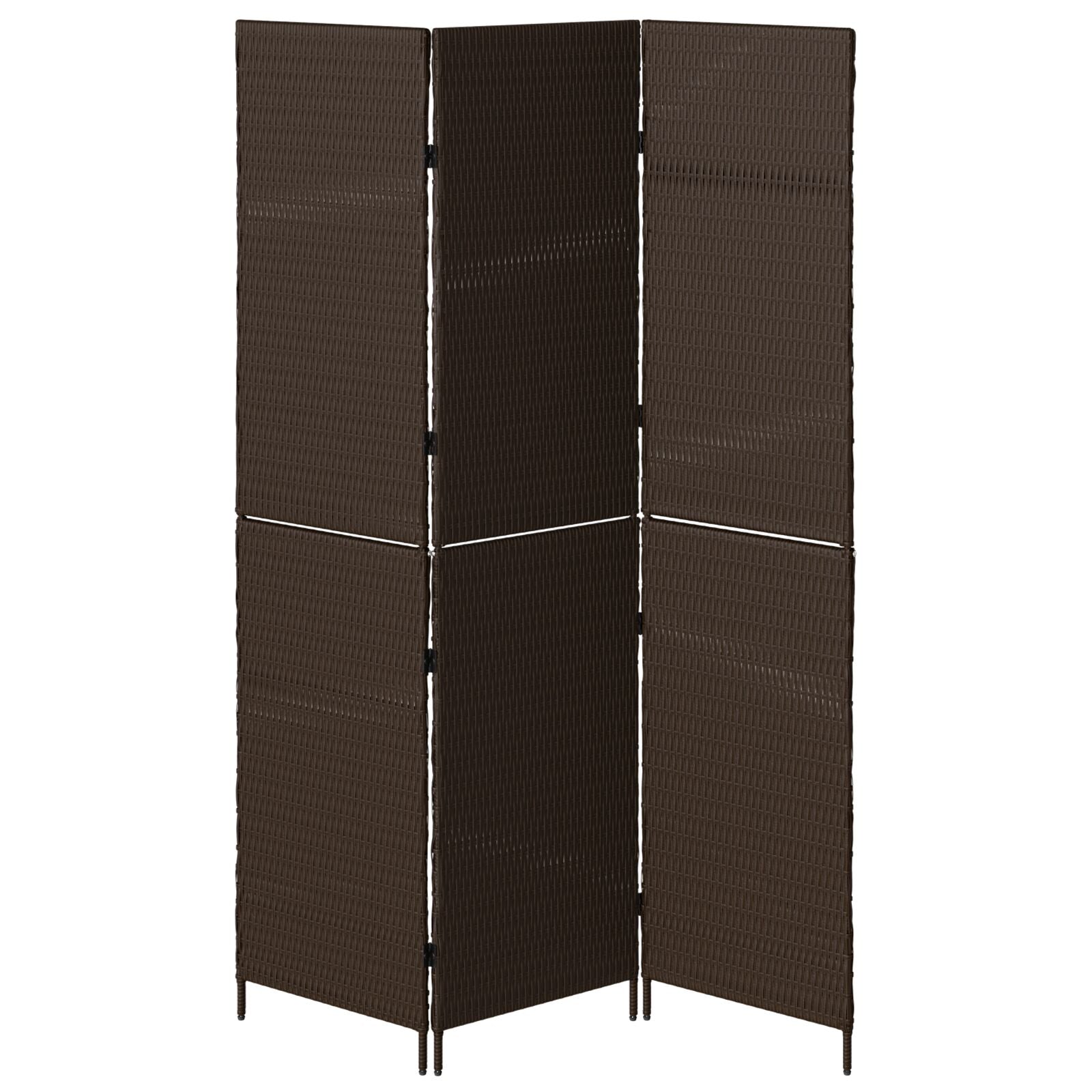 Kamerscherm Vouwbaar 146X Poly Rattan 180 cm Bruin 3 panelen