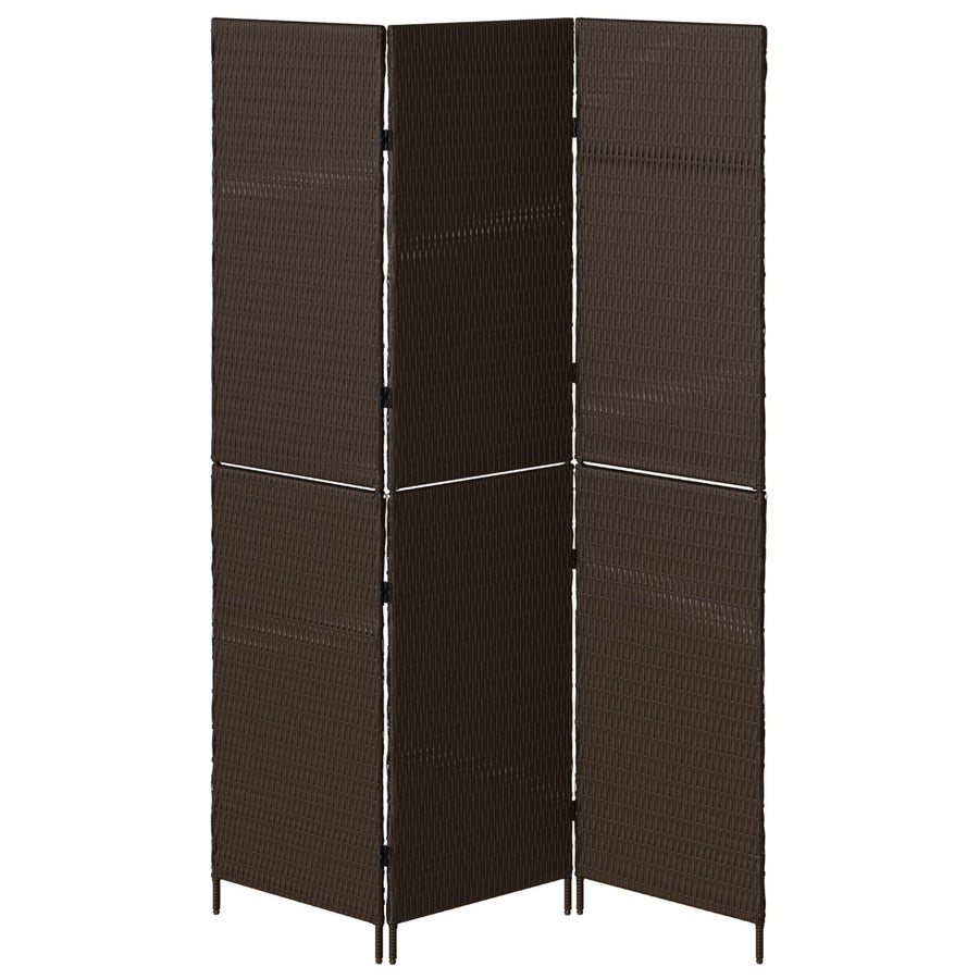 Kamerscherm Vouwbaar 146X Poly Rattan 180 cm Bruin 3 panelen