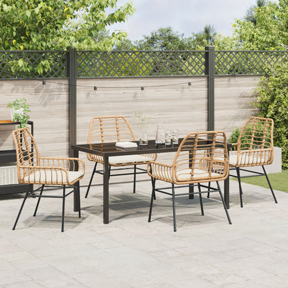 5-Delige Tuinset Met Kussens Bruin Poly Rattan