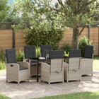 Tuinstoelenset 7-delig polyrattan lichtgrijs