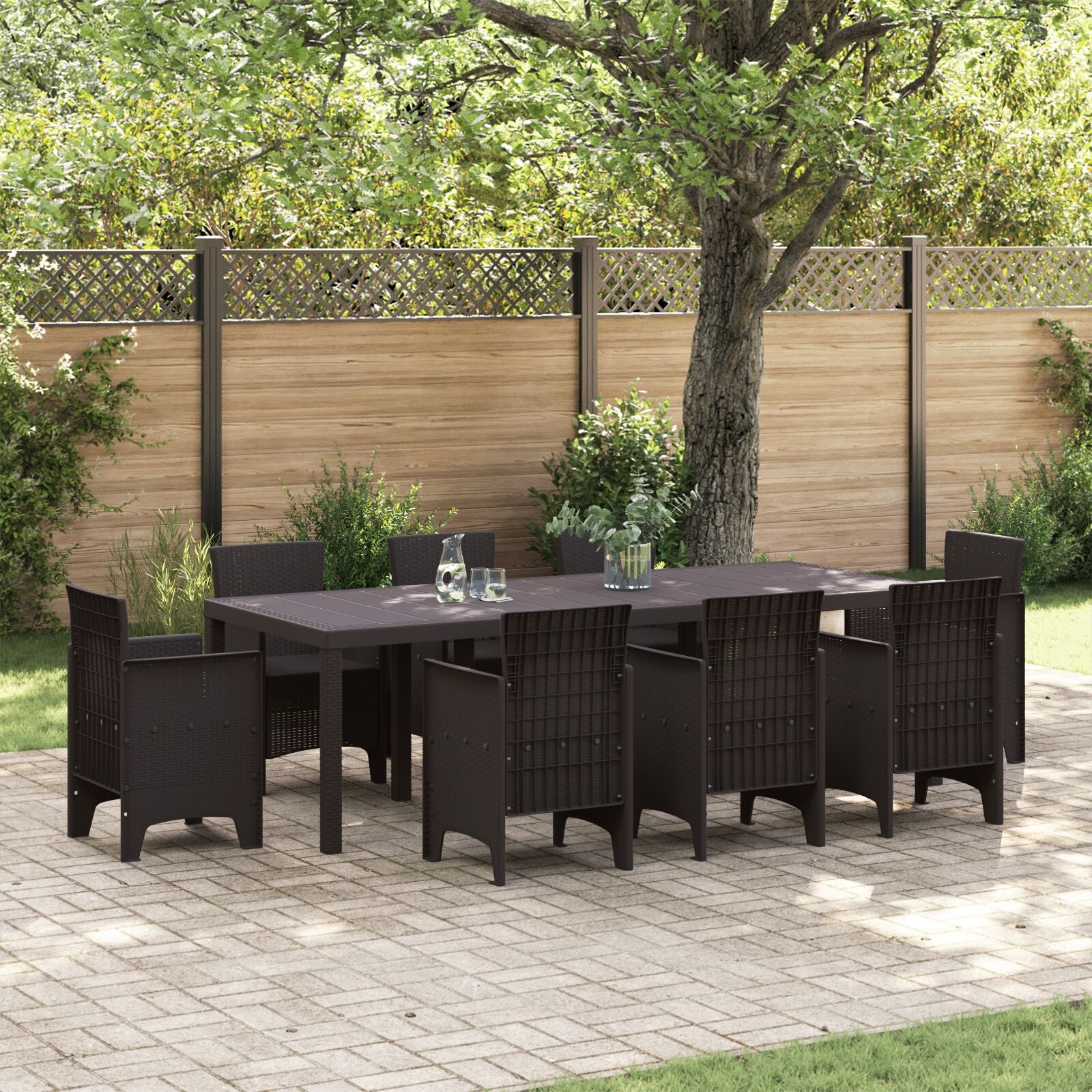 Tuin Tafel 250X100X73 Cm Poly Rattan Bruin 2.5 m