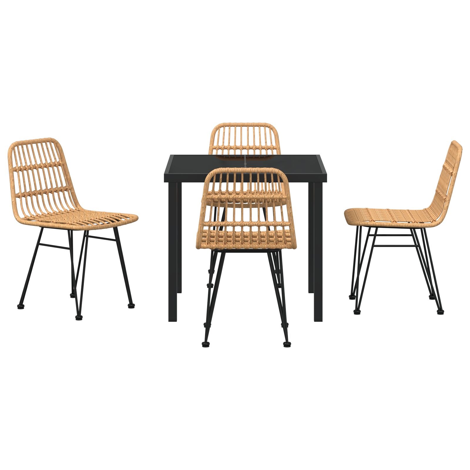 5-Delige Tuin Eetset Bruin Poly Rattan