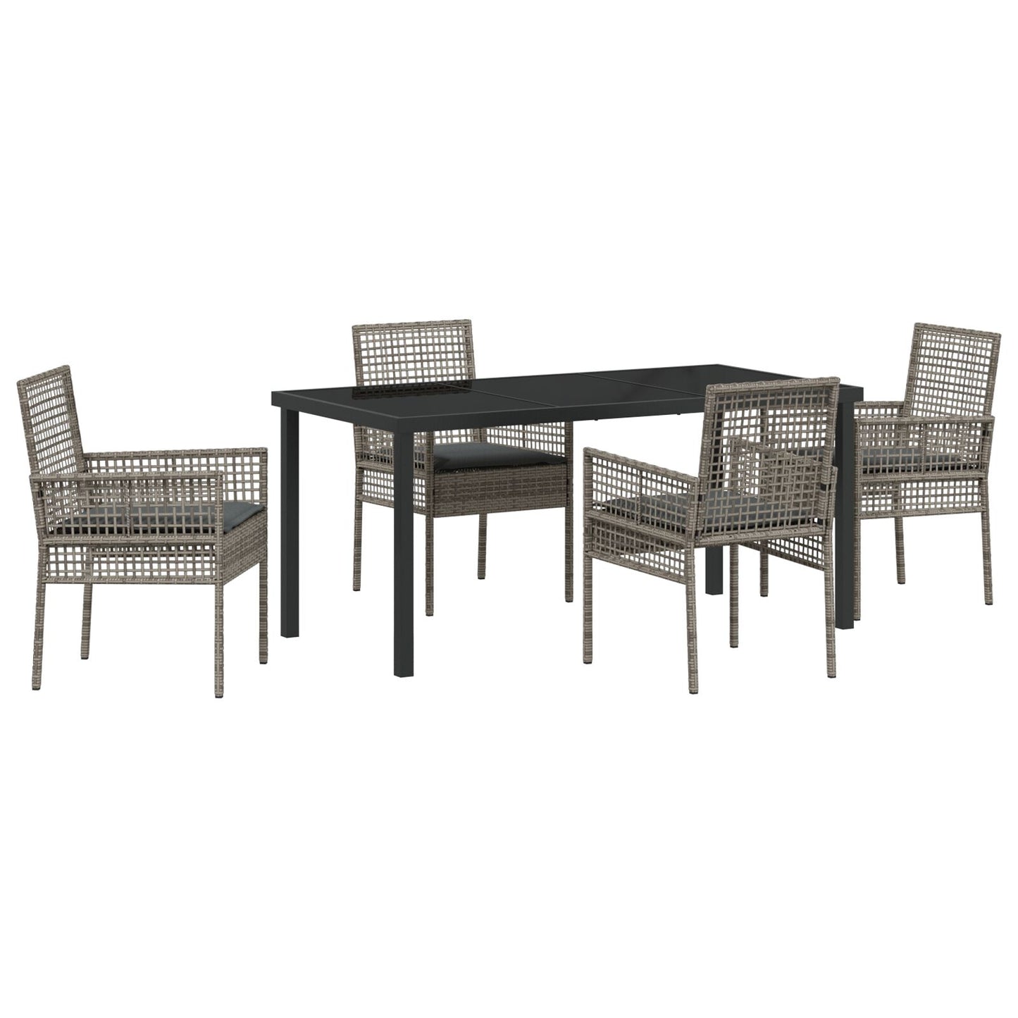 5-Delige Tuin Eetset Met Kussens Grijs Poly Rattan