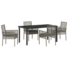 5-Delige Tuin Eetset Met Kussens Grijs Poly Rattan