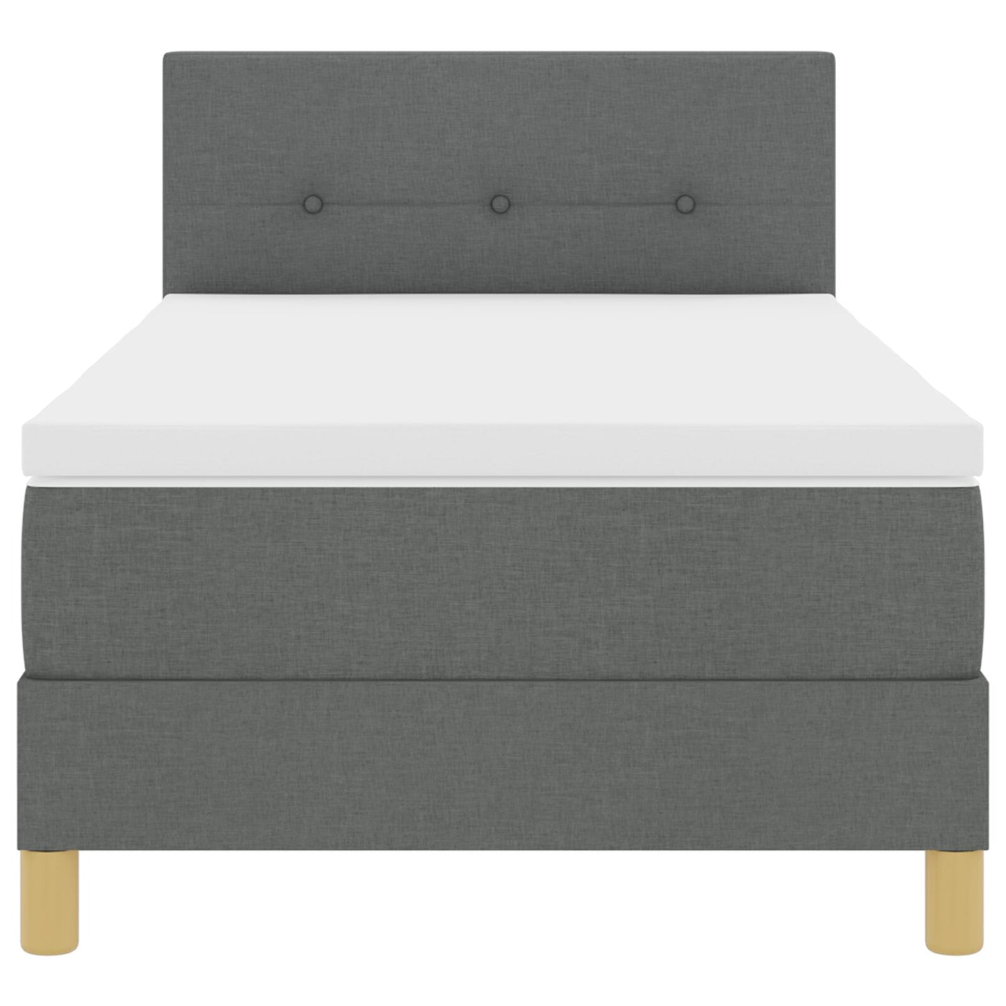 Boxspring Bed Met Matras Stof Donkergrijs 90 x 200 cm Knoop-tufted