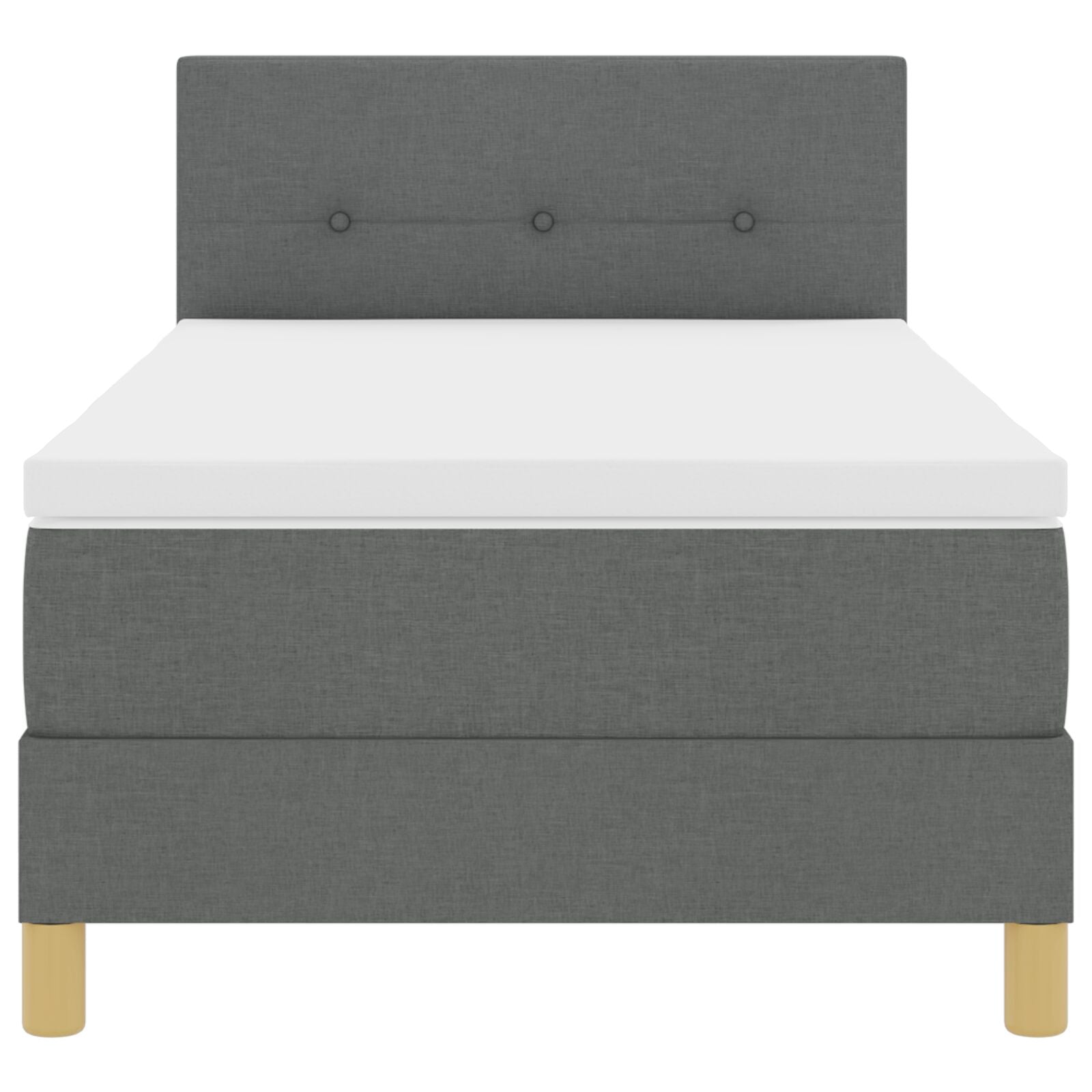 Boxspring Bed Met Matras Stof Donkergrijs 90 x 200 cm Knoop-tufted