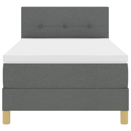 Boxspring Bed Met Matras Stof Donkergrijs 90 x 200 cm Knoop-tufted