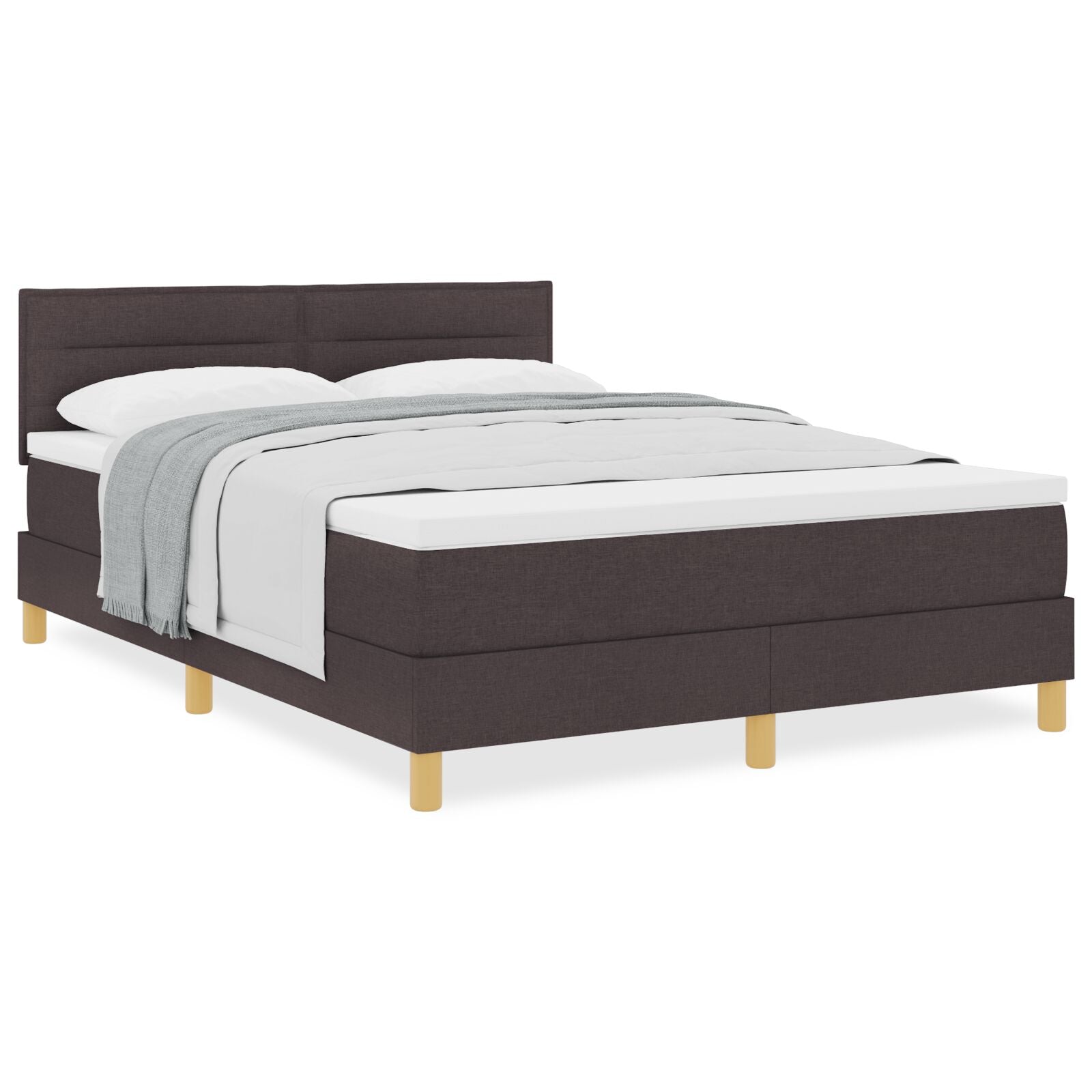Boxspringbed Met Matras Stof Donkerbruin 160 x 200 cm Lijnen ontwerp