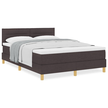 Boxspringbed Met Matras Stof Donkerbruin 160 x 200 cm Lijnen ontwerp