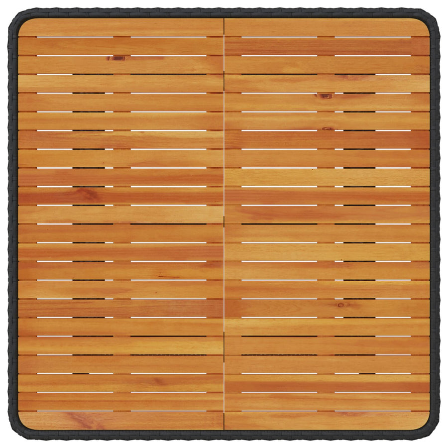 3-Delige Tuin Dinerset Met Kussens Poly Rattan Acacia 100 cm Zwart 2 krukken