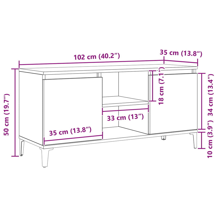 Tv-Kast Zwart Eiken 102X35X50 Cm Bewerkt Hout