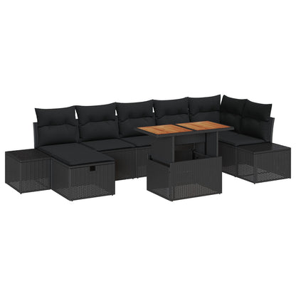 8 Delige Tuin Sofa Set Met Kussens Zwart Poly Riet