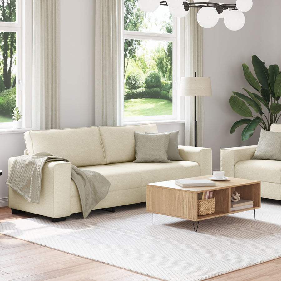 2-Piece Sofa Set Met Kussens In Linnen 2-zitter + 3-zitter bank