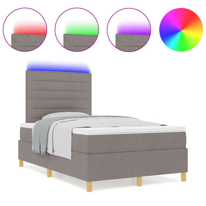 Boxspring Bed Taupe Houten Frame 120X200 Cm Duurzaam Bedframe Blauw