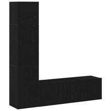 3-Delige Wandgemonteerde Tv-Kast Set Zwart Eiken Samengesteld Hout