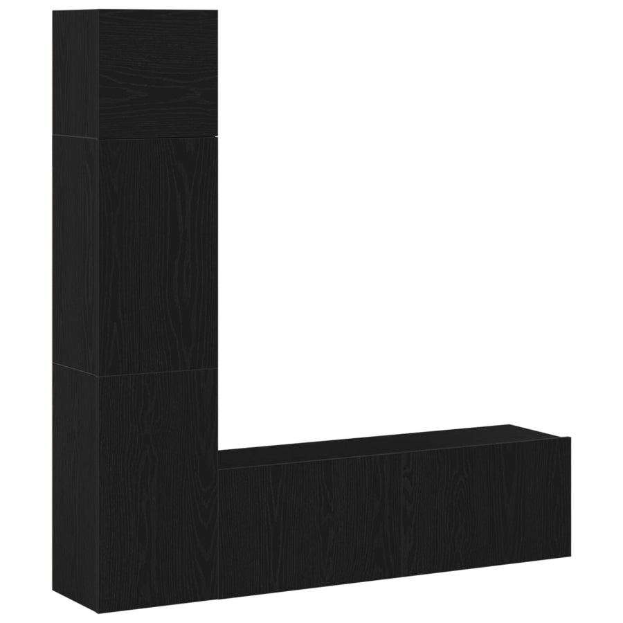 3-Delige Wandgemonteerde Tv-Kast Set Zwart Eiken Samengesteld Hout