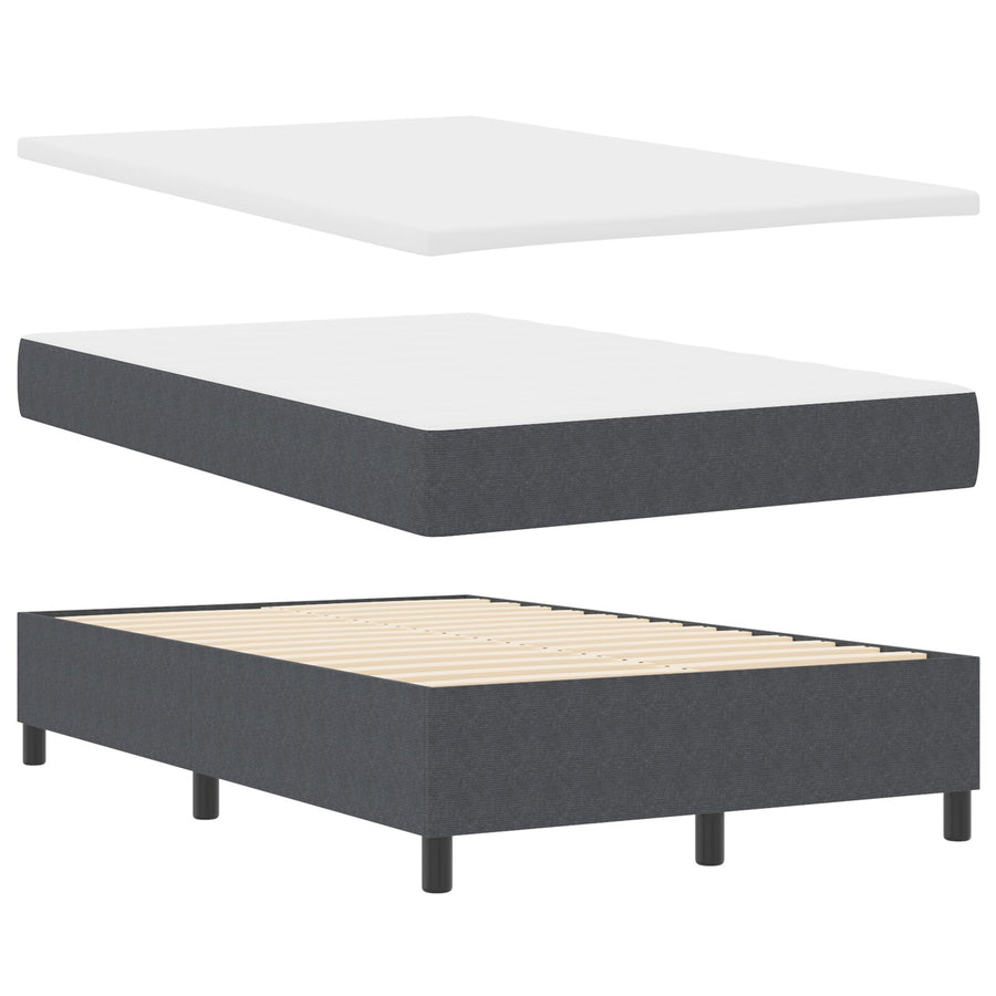 Boxspring Bed Met Matras Donkergrijs 120X200 Cm Corduroy Stof