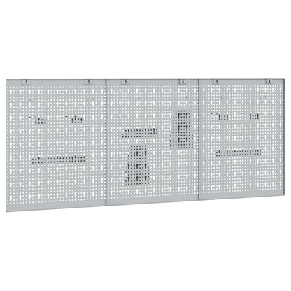 Pegboards - 3-Pack Met 15 Accessoires, Grijs, 150X, Staal 60 cm