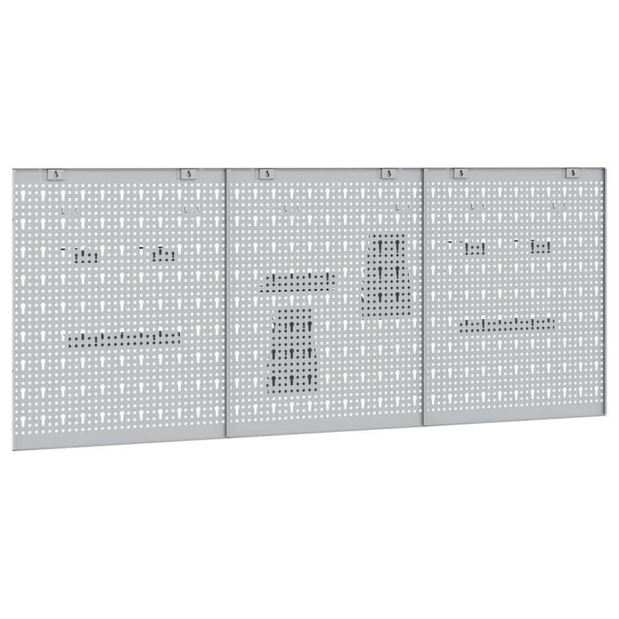 Pegboards - 3-Pack Met 15 Accessoires, Grijs, 150X, Staal 60 cm