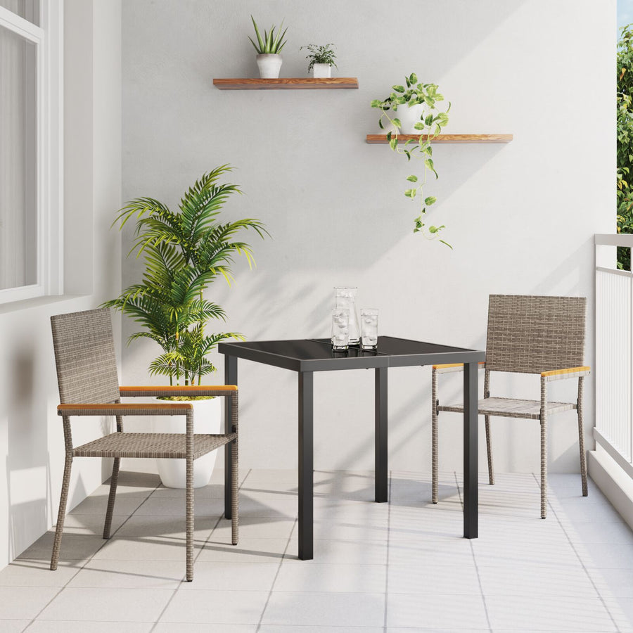 Stapelbare Tuinstoelen Met Kussens 2 Stuks Poly Grijs Rattan