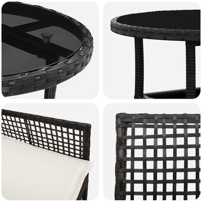 3 Delige Tuin Eettafel Set Zwart Poly Rattan