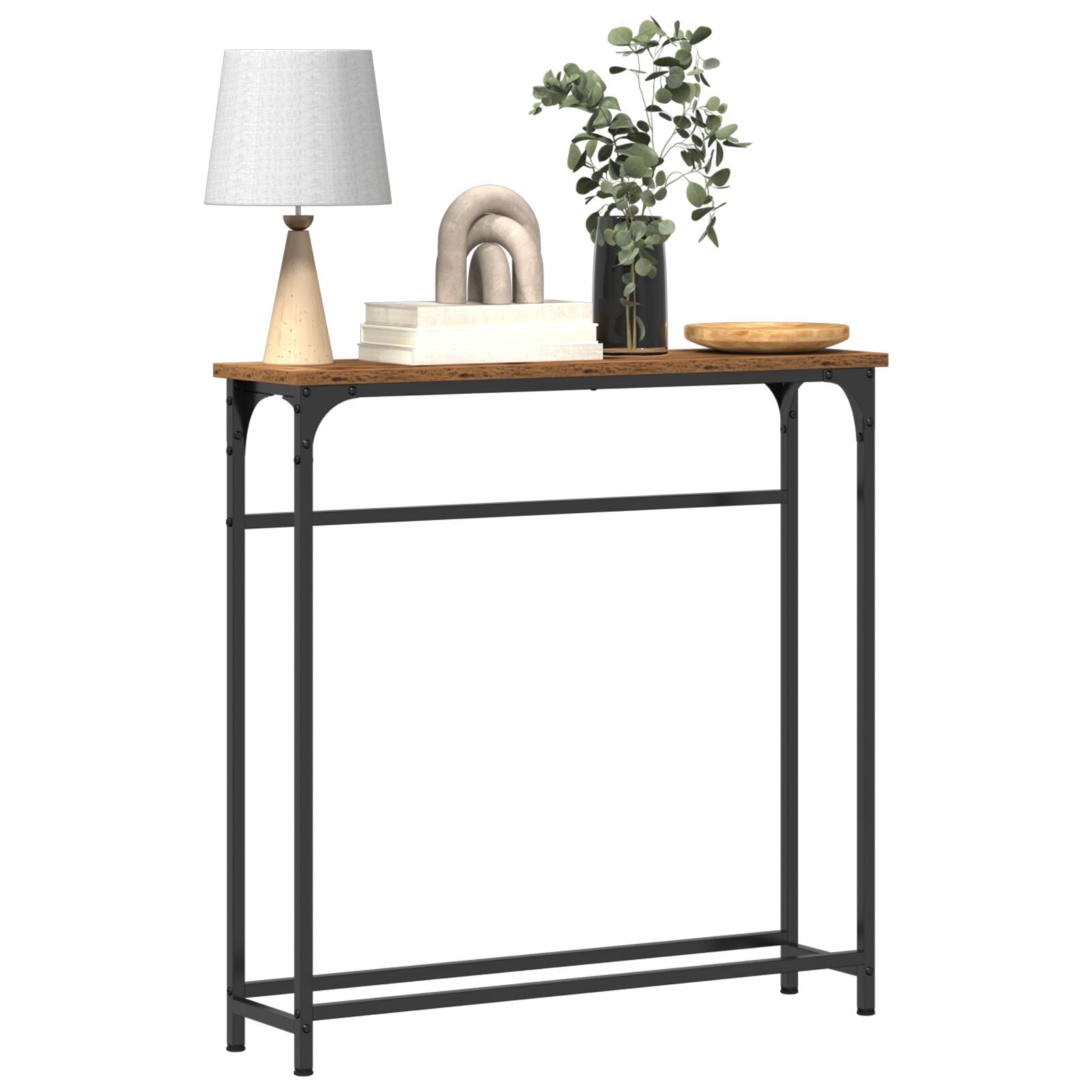 Console Tafel Oude Hout 75X19,5X75 Cm Gefabriceerd Hout En Staal Oud hout