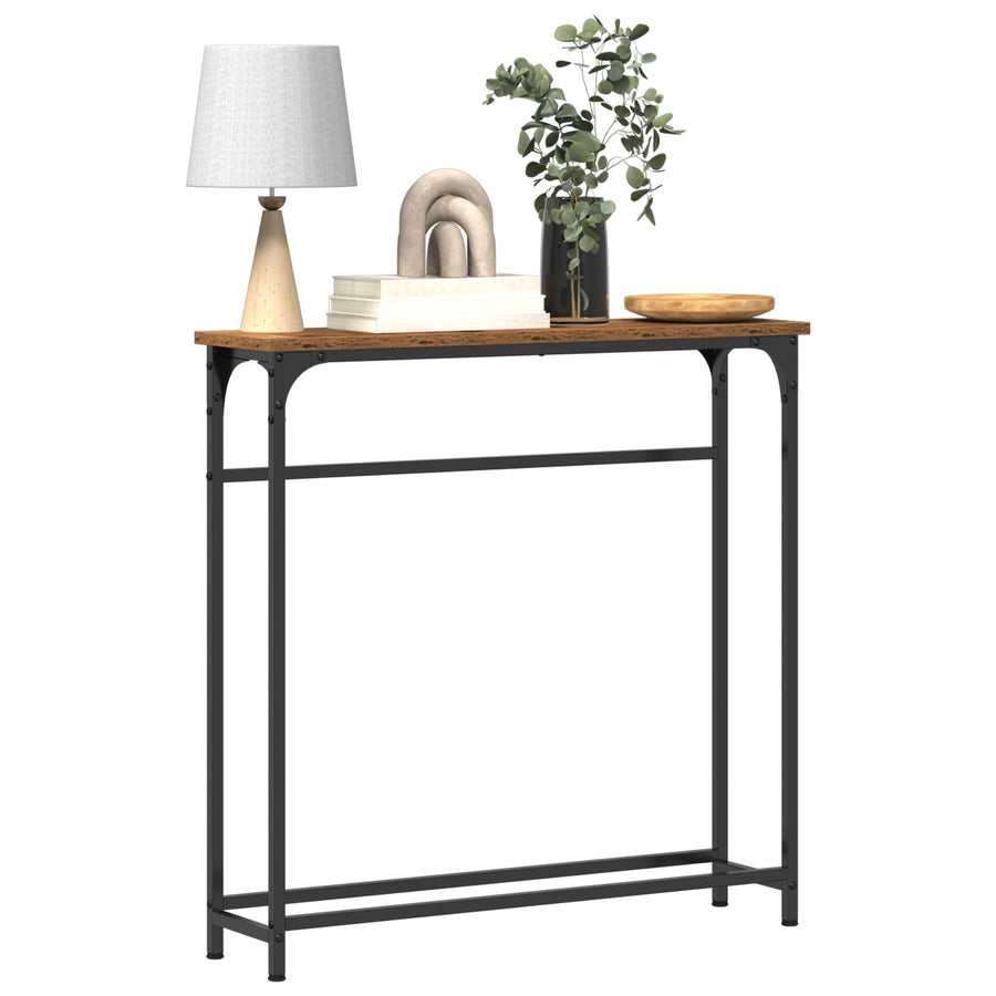 Console Tafel Oude Hout 75X19,5X75 Cm Gefabriceerd Hout En Staal Oud hout
