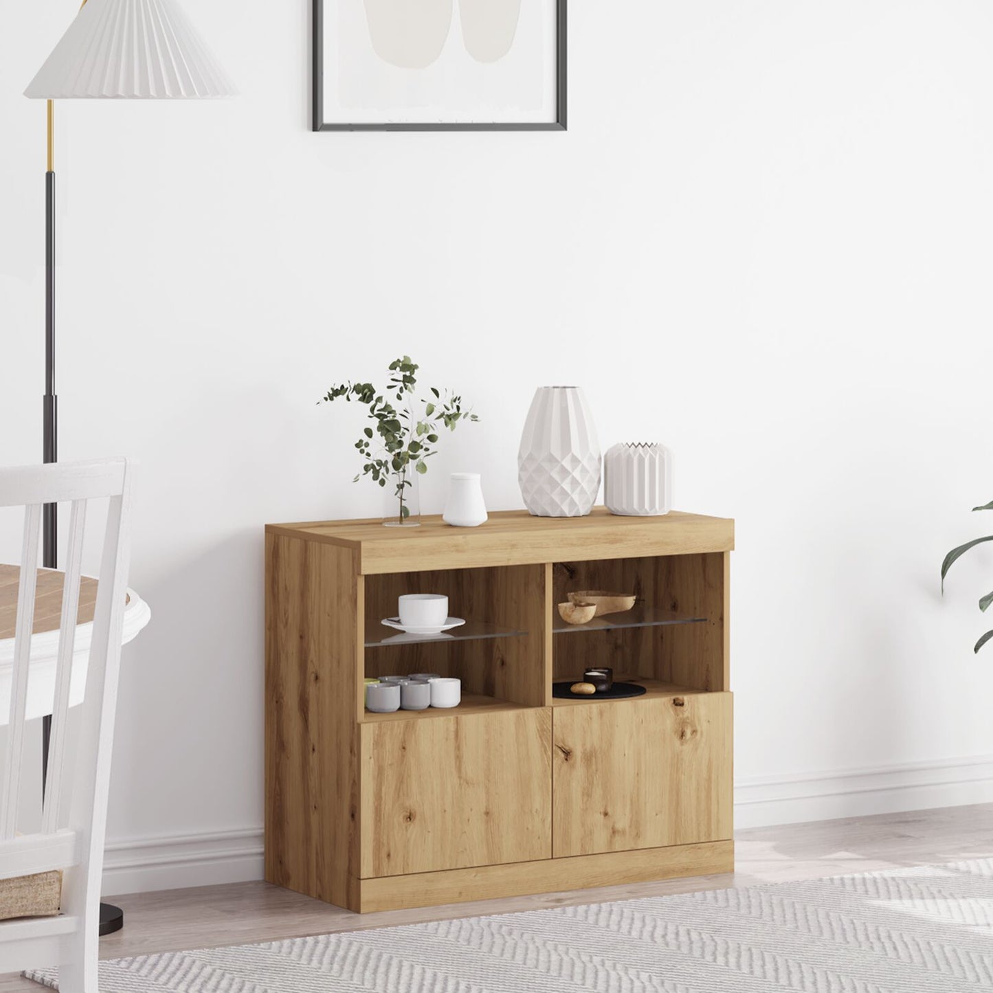 Sideboard Met Led Verlichting 81X37X67 Cm Artisan Eiken
