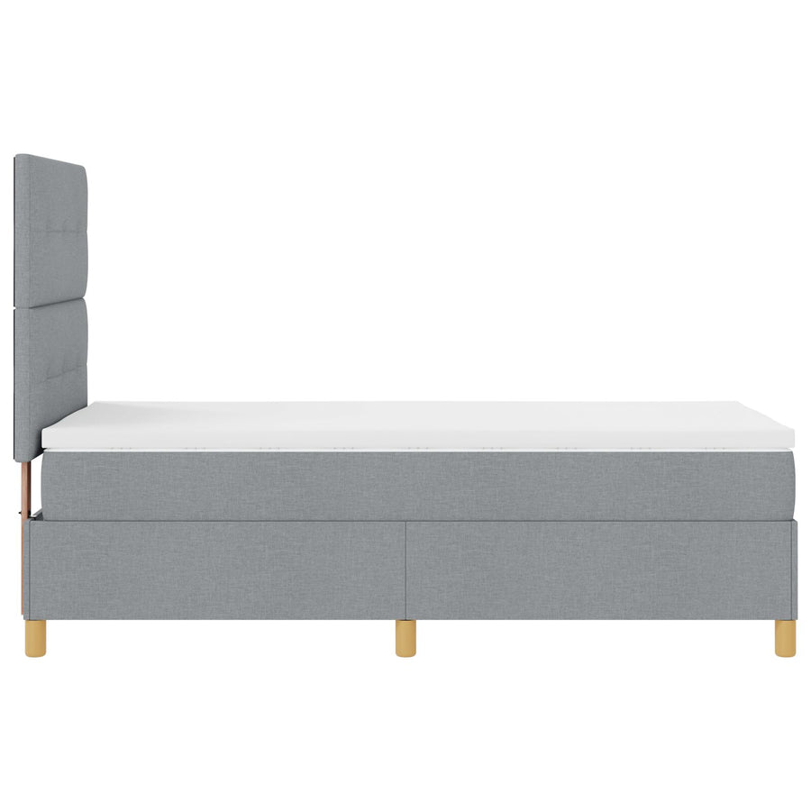 Boxspring Bed Met Matras Lichtgrijs 90X200 Cm Stof Blauw