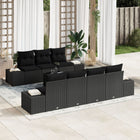 Garden Sofa Set with Cushions and Storage 8 pcs Black poly rattan