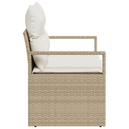 2-Zitter Tuinbank En Kussens Poly Rattan Beige en crème met opslag
