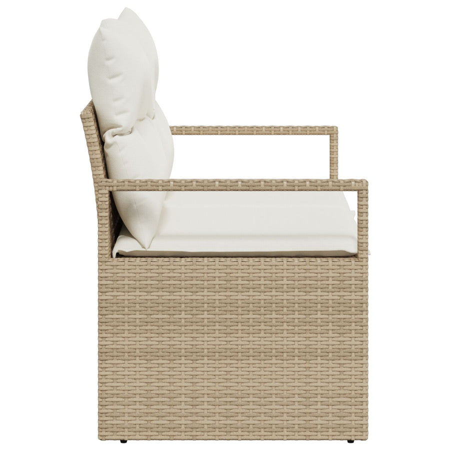 2-Zitter Tuinbank En Kussens Poly Rattan Beige en crème met opslag