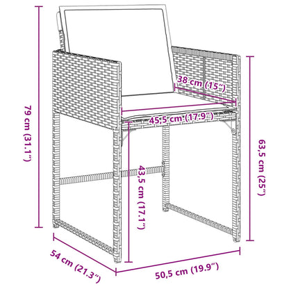 5-Delige Tuin Eetset Met Kussens Zwart Poly Rattan