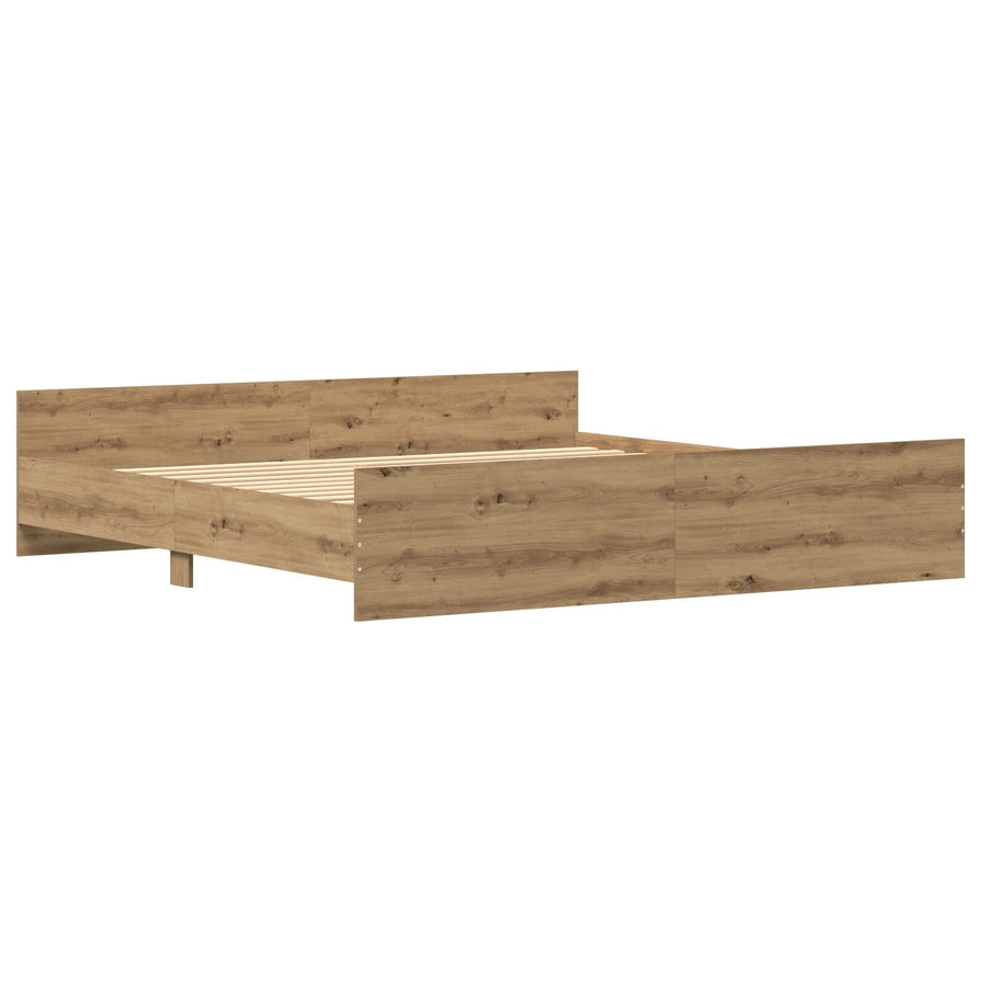 Bedframe Artisan Eiken 200X200 Cm Bewerkt Hout