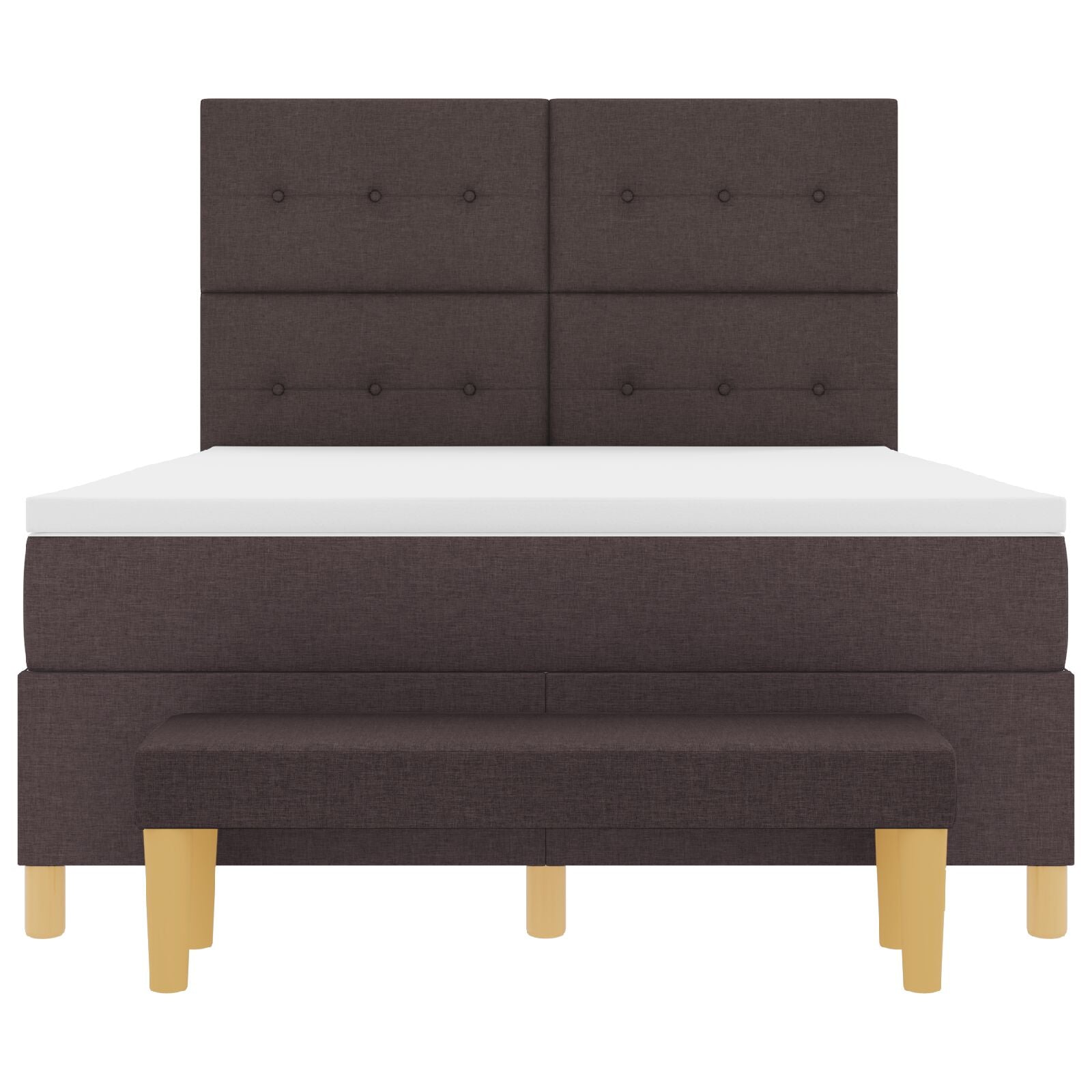 Boxspring Bed Met Matras & Bank Stof Donkerbruin 140 x 200 cm Knopen getuft