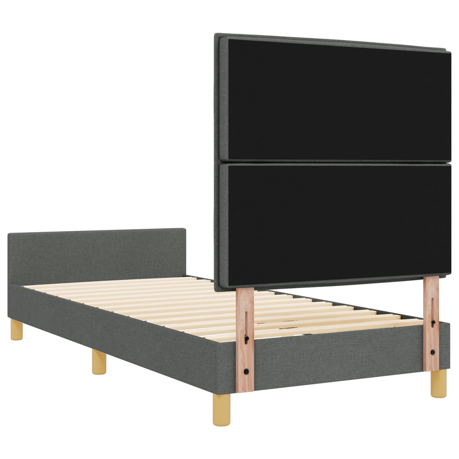 Bedframe Donkergrijs 100X200 Cm Stof Crème