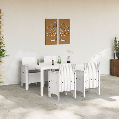 5-Delige Tuin Eetset Met Kussens Witte Poly Rattan